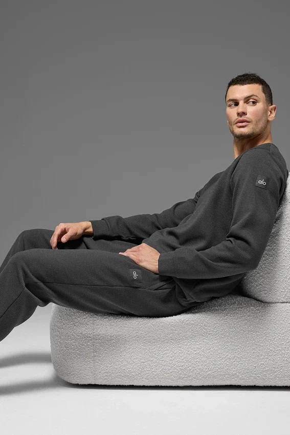 Waffle Lounge langermet T-skjorte – Anthracite