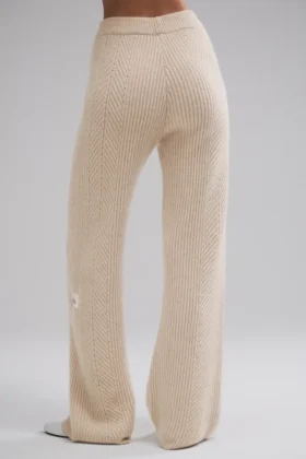 Winter Magic Cashmere Wide Leg Bukser – Birch Heather
