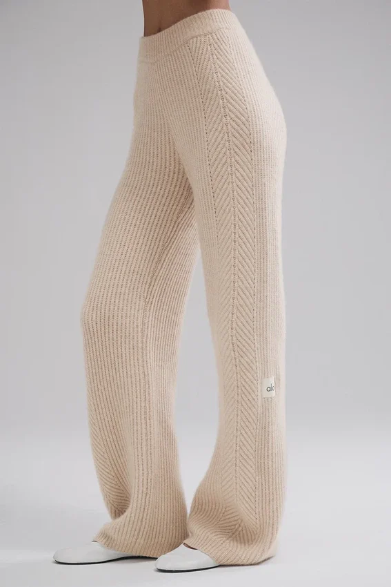 Winter Magic Cashmere Wide Leg Bukser – Birch Heather