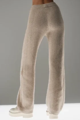 Winter Magic kashmirbukser med vid benvidde – Flax Heather