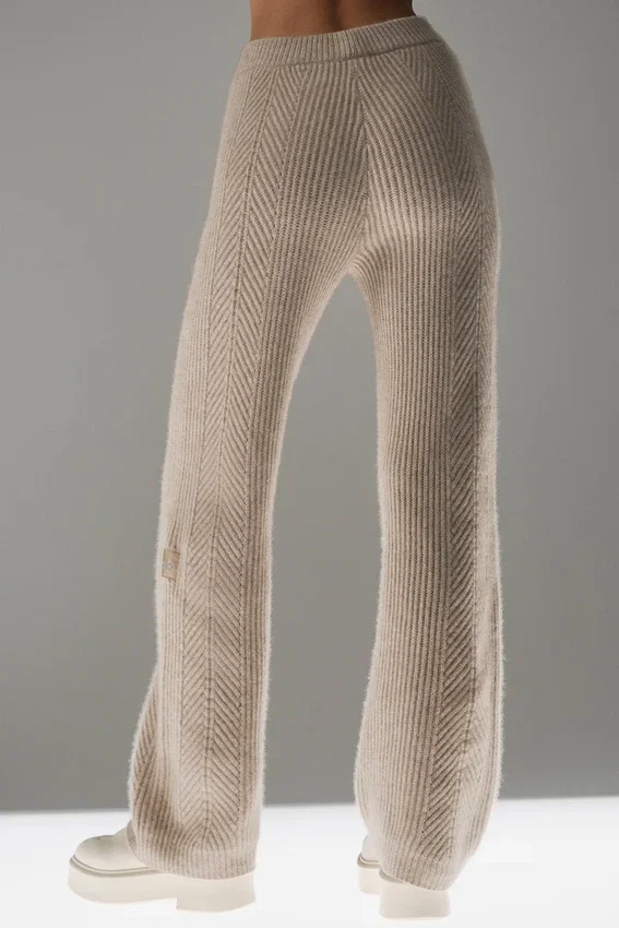 Winter Magic kashmirbukser med vid benvidde – Flax Heather