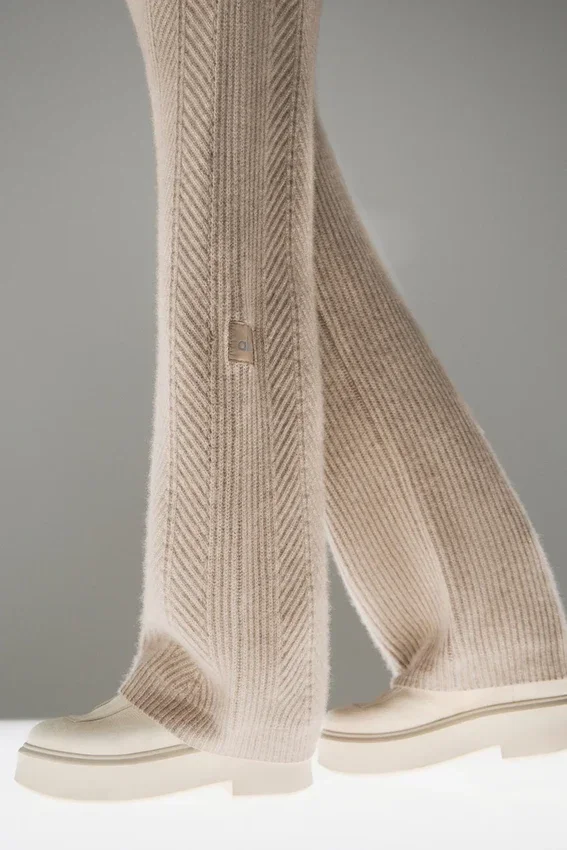 Winter Magic kashmirbukser med vid benvidde – Flax Heather