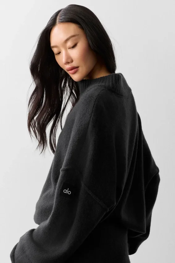 Wool Cashmere New Class 1/4 Zip-gensere – svart