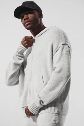 Wool Cashmere New Class Full Zip Hettegensere – Pearl Grey Heather