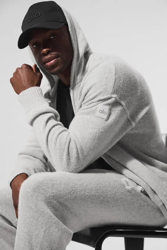 Wool Cashmere New Class Full Zip Hettegensere – Pearl Grey Heather