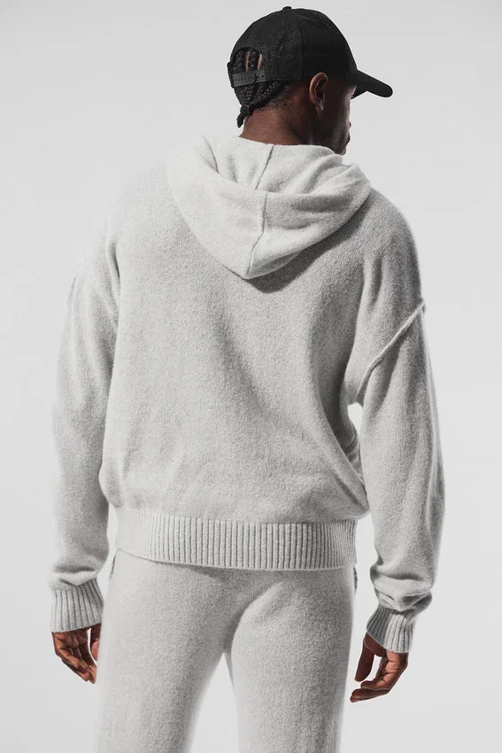Wool Cashmere New Class Full Zip Hettegensere – Pearl Grey Heather
