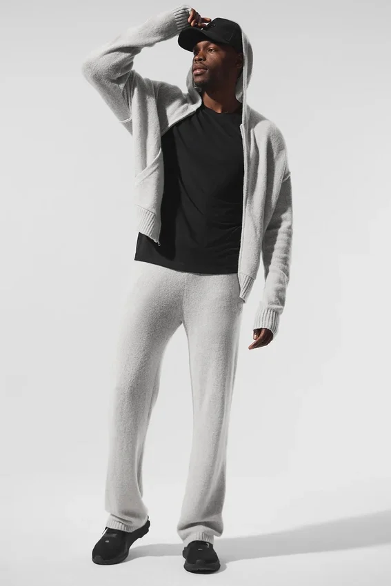Wool Cashmere New Class Full Zip Hettegensere – Pearl Grey Heather