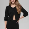 Wool Cashmere New Class kort cardigan – svart