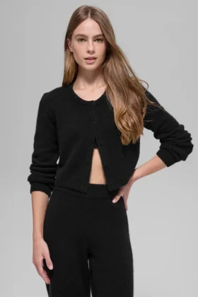 Wool Cashmere New Class kort cardigan – svart