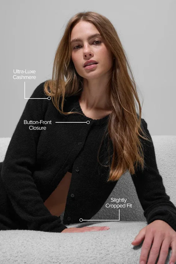 Wool Cashmere New Class kort cardigan – svart