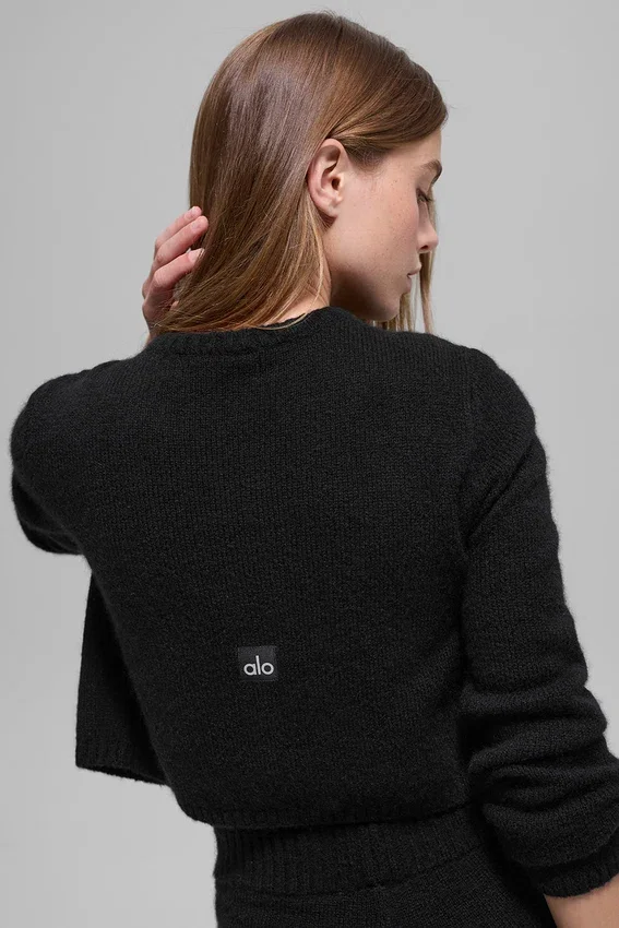 Wool Cashmere New Class kort cardigan – svart