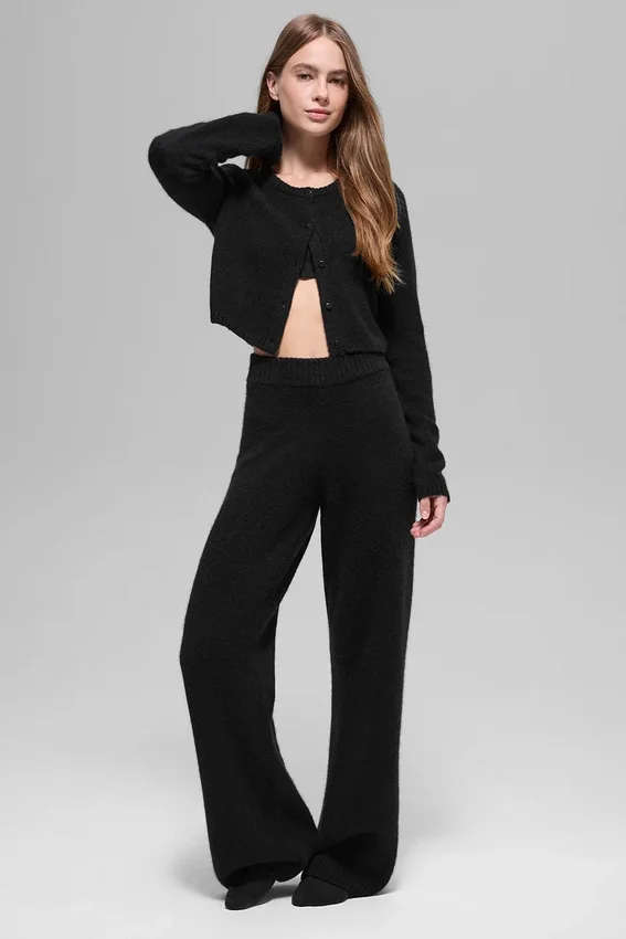 Wool Cashmere New Class kort cardigan – svart