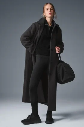 Wool Metro Long Coat – Mørk grå melert